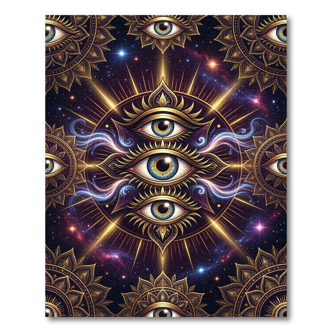Celestial Golden Third Eye Mandala Rug