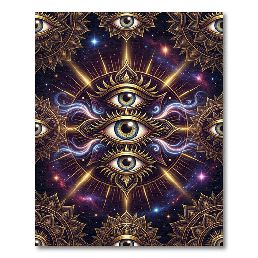 Celestial Golden Third Eye Mandala Rug