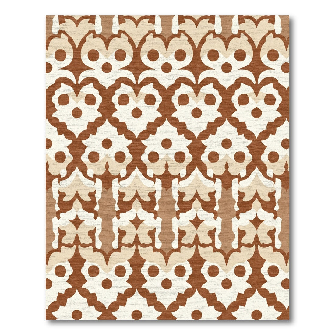 Chic Brown Cream Stylized Floral Rug