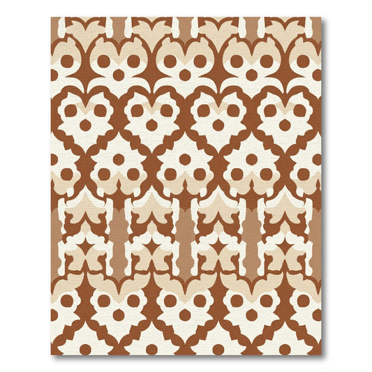 Chic Brown Cream Stylized Floral Rug