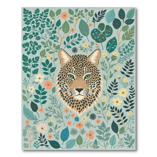Vibrant Leopard Green Foliage Floral Rug