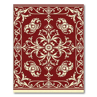 Crimson Cream Classic Floral Scroll Rug