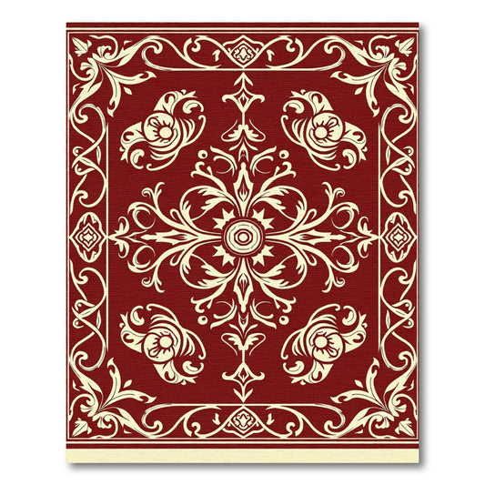 Crimson Cream Classic Floral Scroll Rug