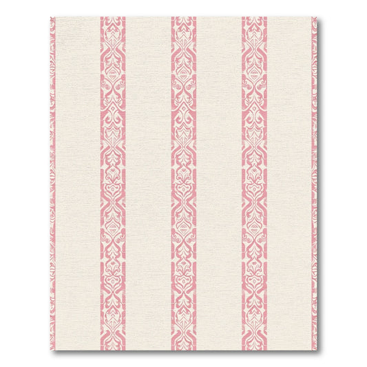 Cream Pink Scroll Stripe Rug