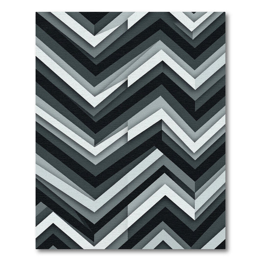 Monochrome Chevron Layered Angled Rug