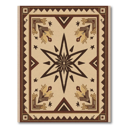 Earthy Starburst Floral Corner Border Rug