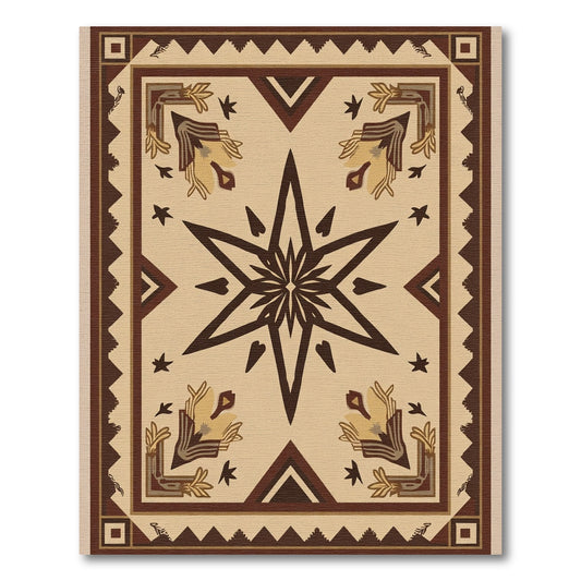 Earthy Starburst Floral Corner Border Rug