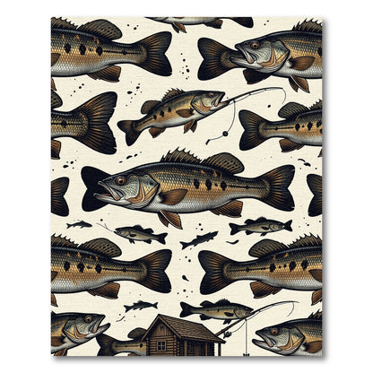 Vintage Largemouth Bass Wilderness Cream Rug