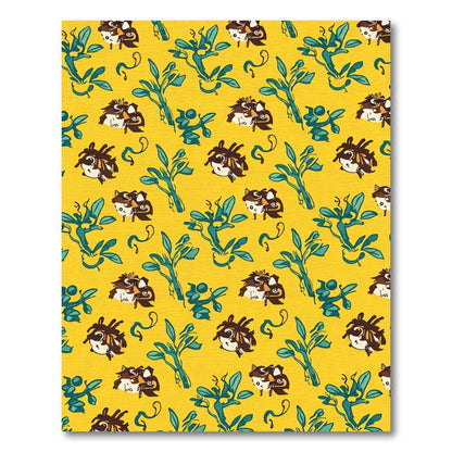 Whimsical Creatures Teal Foliage Yellow Rug