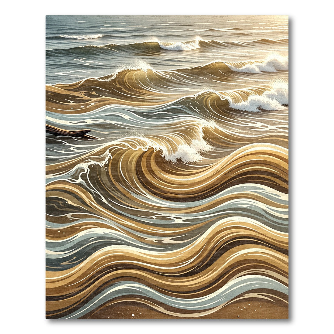 Golden Brown Waves Ocean Abstract Rug