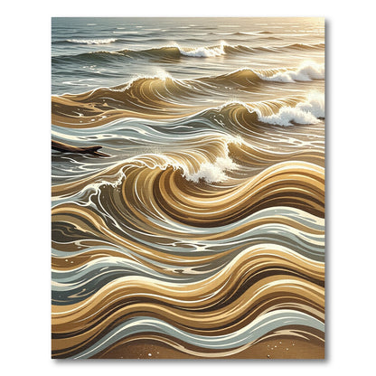 Golden Brown Waves Ocean Abstract Rug