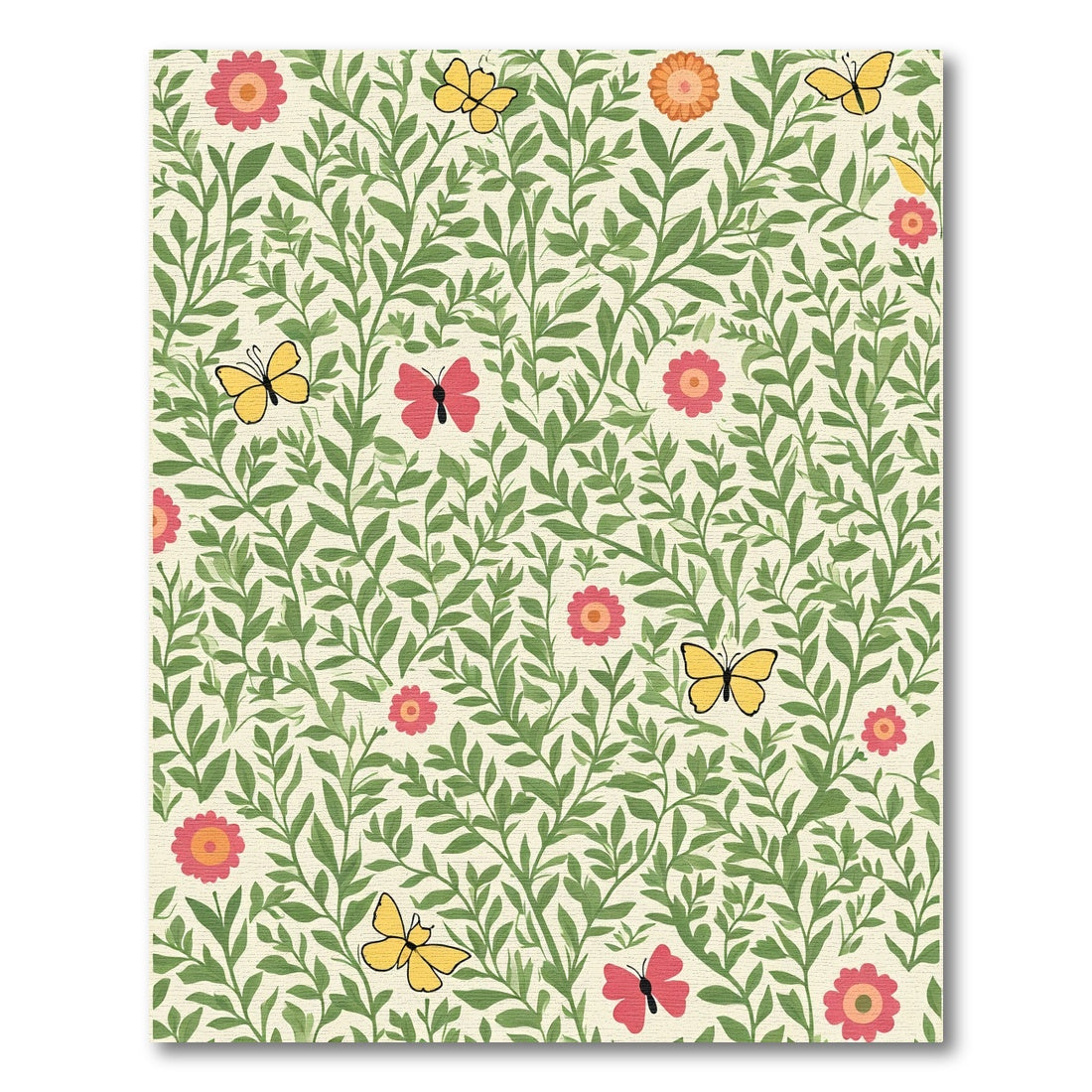 Whimsical Yellow Butterflies Garden Bloom Rug