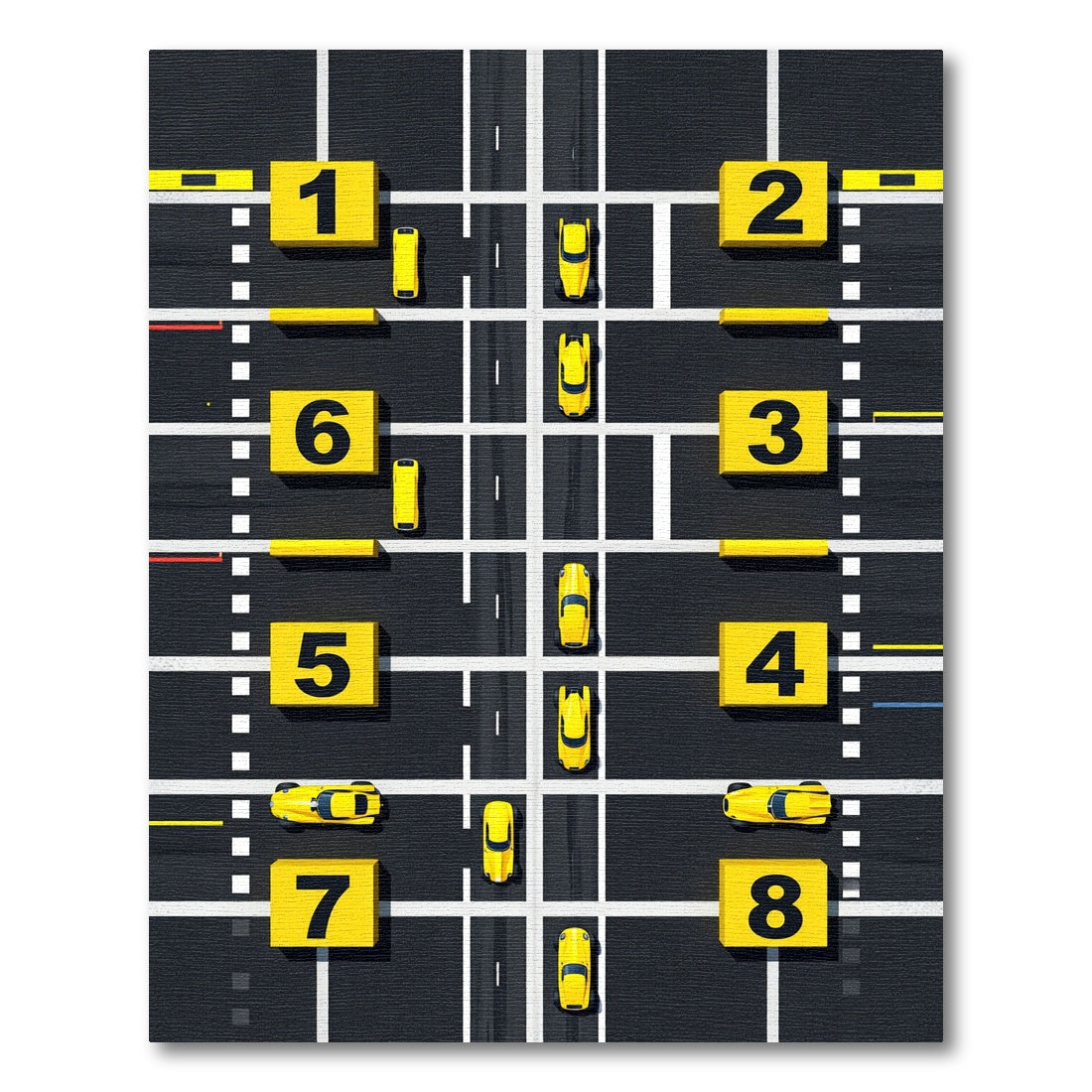 Modern Yellow Racing Track Grid Rug