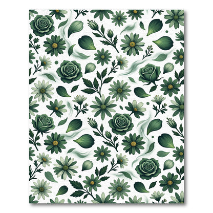 Elegant Sage Green Rose Botanical Meadow Rug