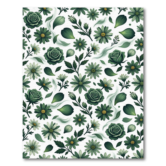 Elegant Sage Green Rose Botanical Meadow Rug