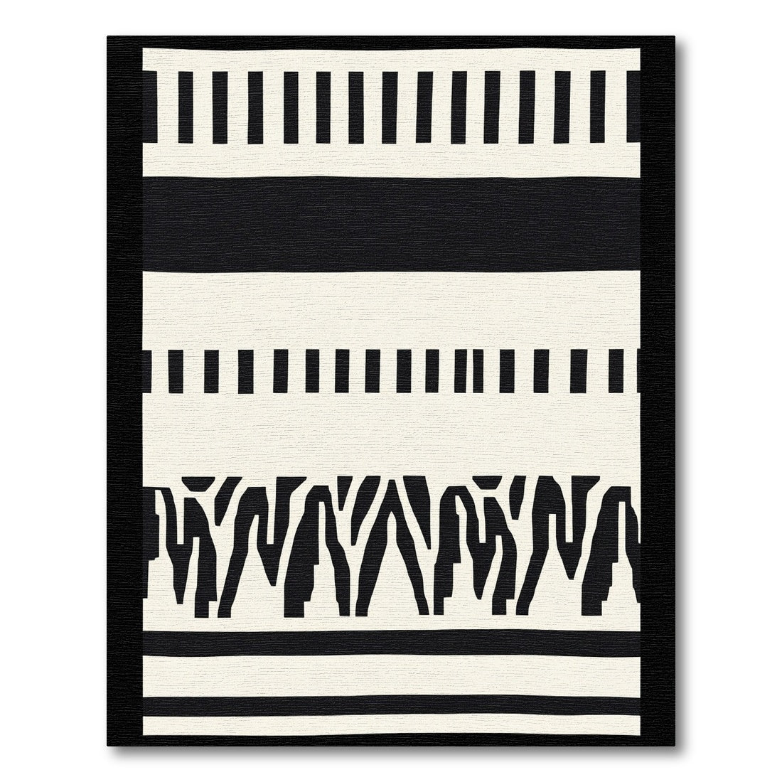 Bold Black White Abstract Stripes Rug