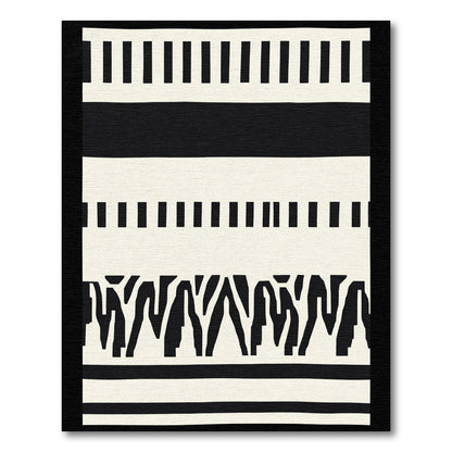 Bold Black White Abstract Stripes Rug