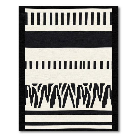 Bold Black White Abstract Stripes Rug