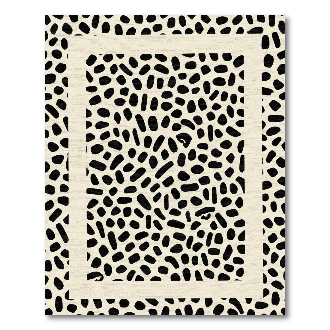 Black Dotted Ivory Border Abstract Rug