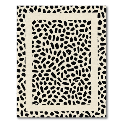 Black Dotted Ivory Border Abstract Rug