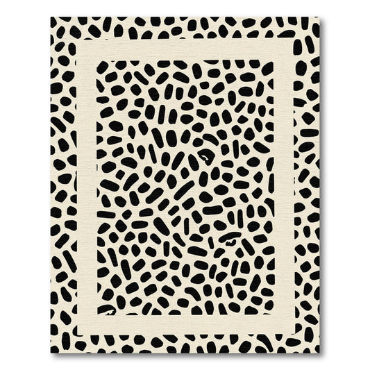 Black Dotted Ivory Border Abstract Rug