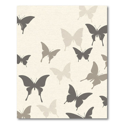 Whimsical Gray Butterfly Garden Rug