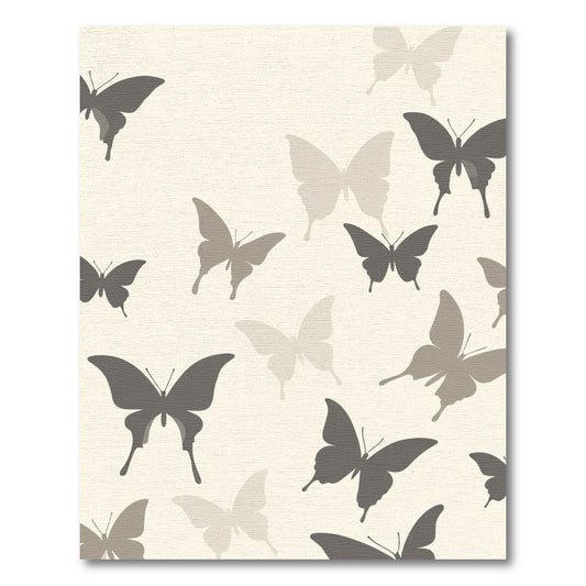 Whimsical Gray Butterfly Garden Rug