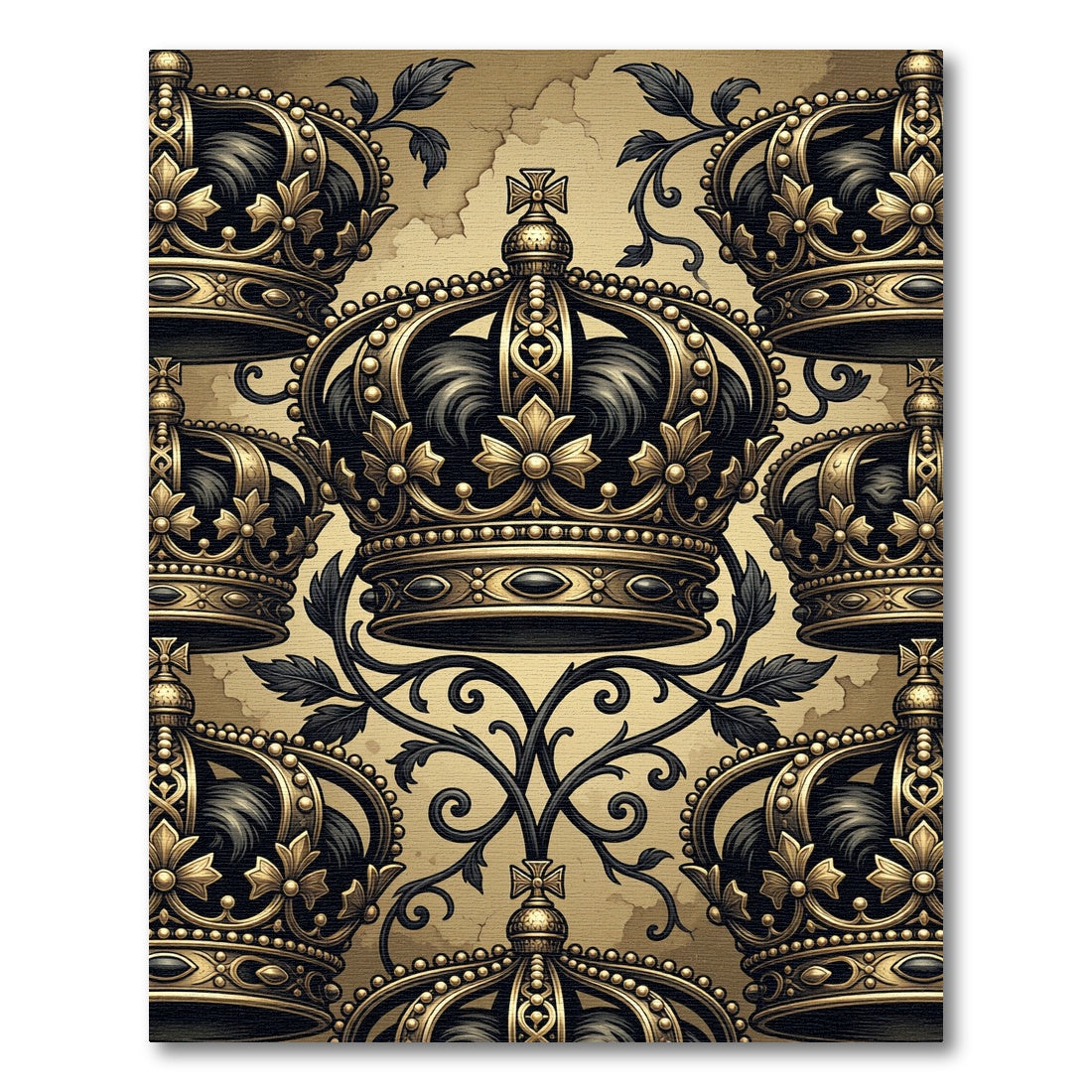 Regal Golden Crown Damask Heirloom Rug