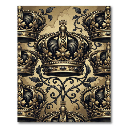 Regal Golden Crown Damask Heirloom Rug