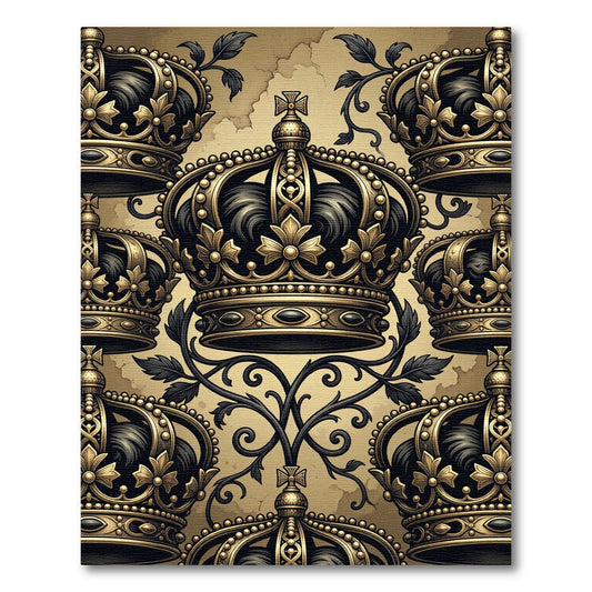 Regal Golden Crown Damask Heirloom Rug