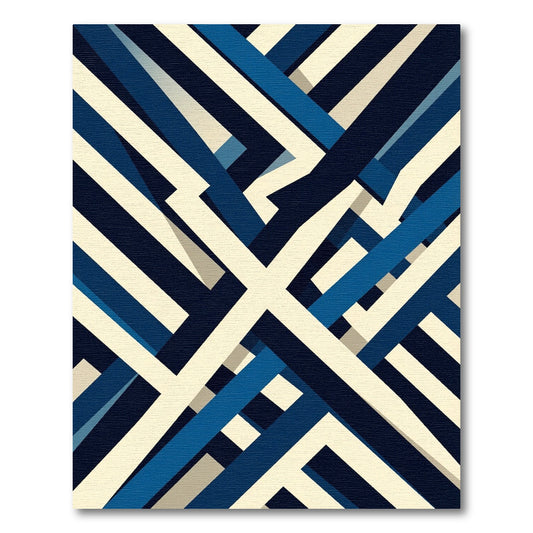 Interlocking Blue Cream Stripes Rug
