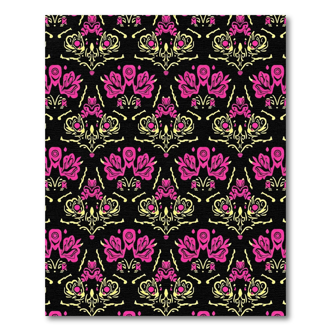 Bold Pink Yellow Floral Damask Rug