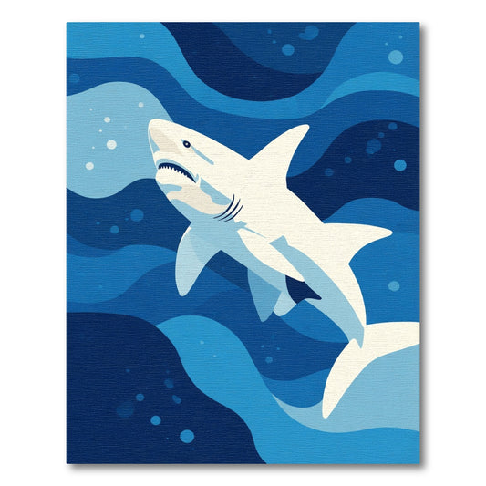 Ocean Blue Wave Shark Art Rug