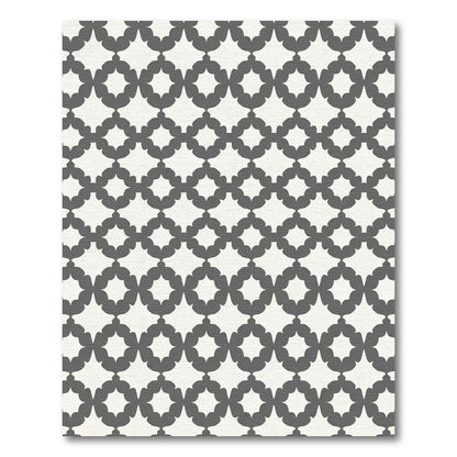 Gray Clover Lattice Geometric Rug