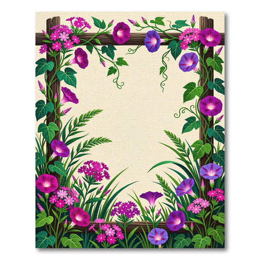 Vibrant Magenta Morning Glory Vine Rug