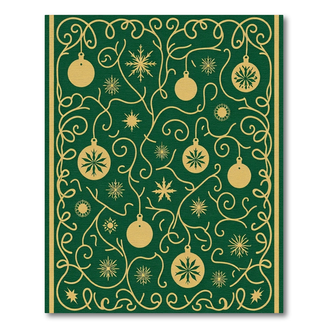 Green Gold Snowflake Ornament Garland Rug