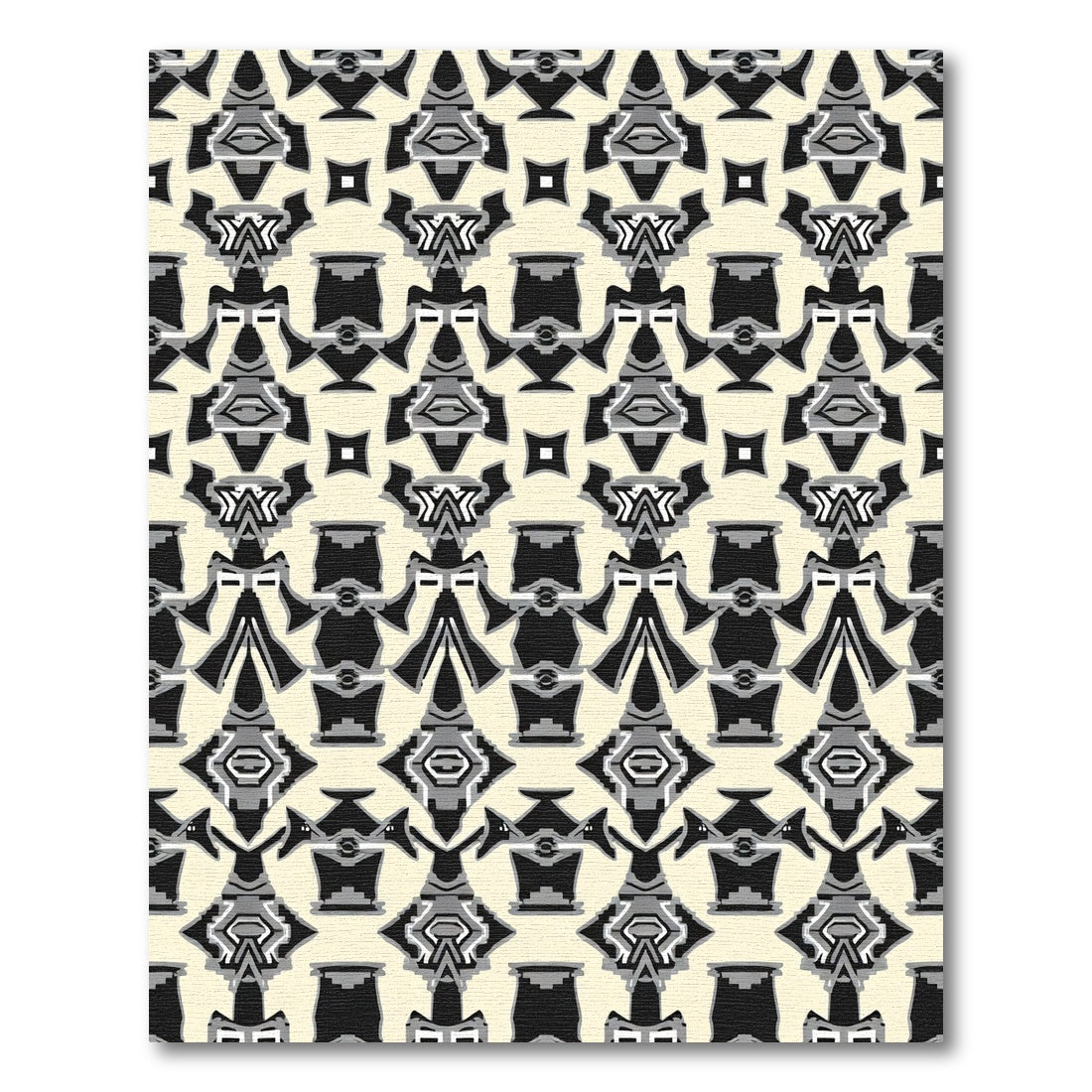 Cream Black Abstract Figures Rug
