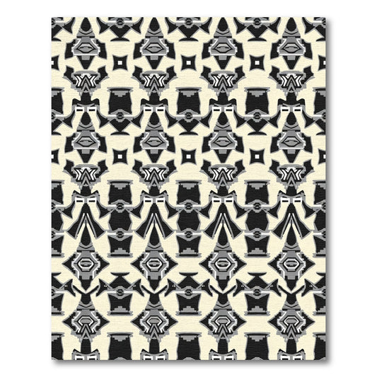 Cream Black Abstract Figures Rug