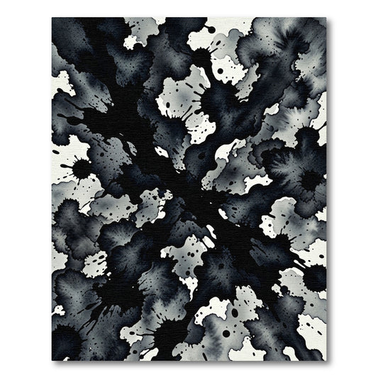 Monochromatic Ink Splatter Abstract Rug