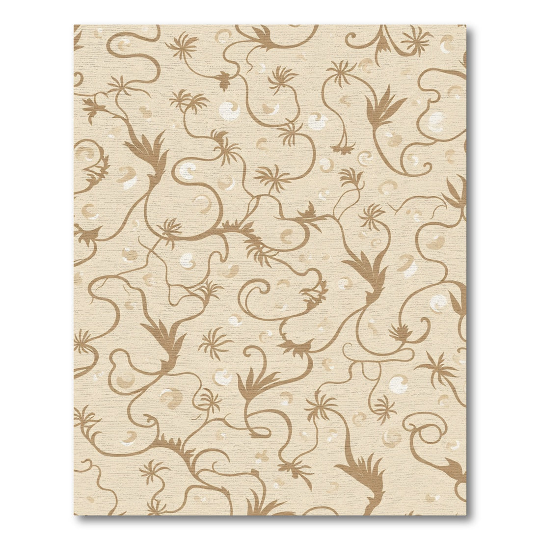Neutral Beige Botanical Vine Rug