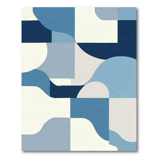 Mid Century Blue Abstract Landscape Rug