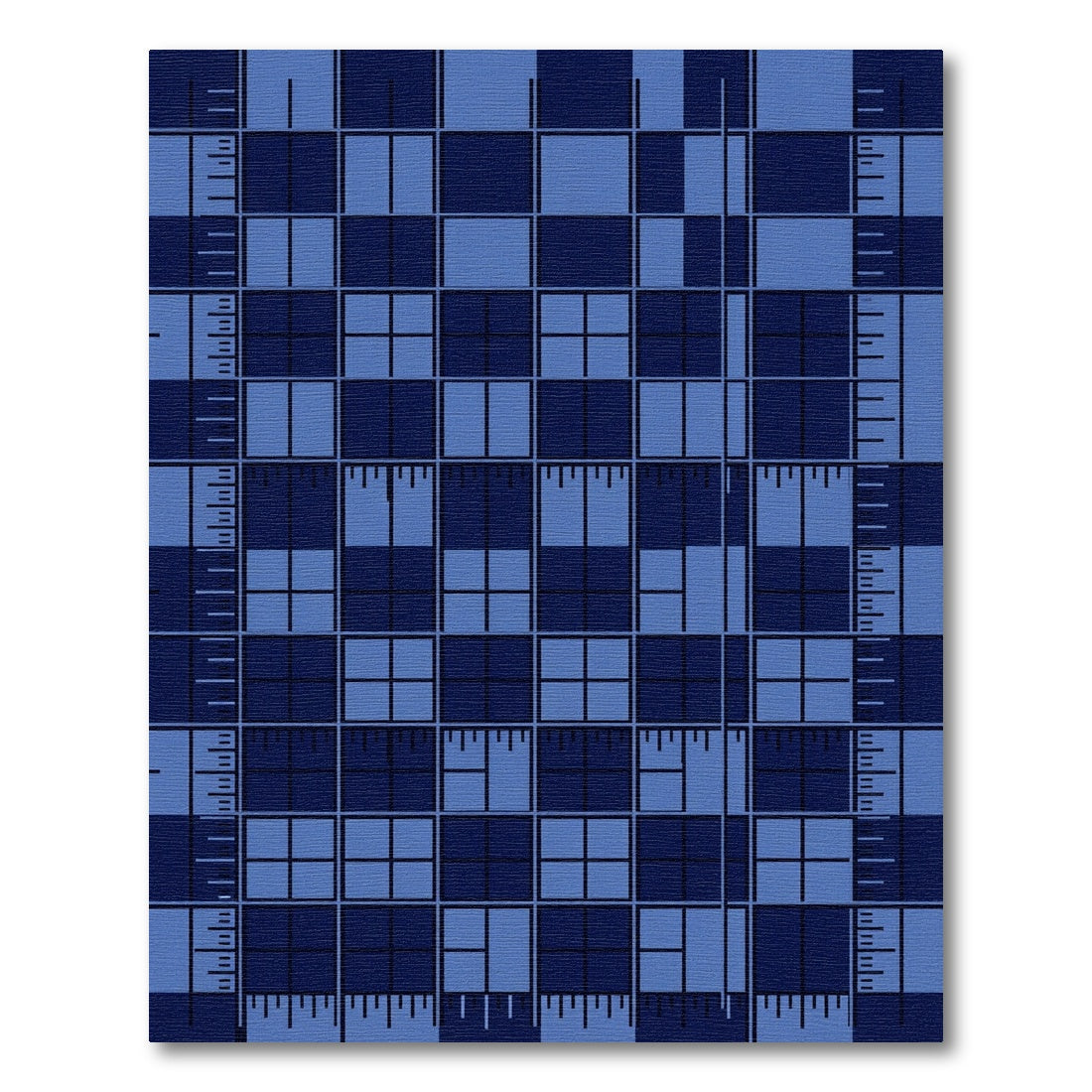 Deep Blue Ruler Grid Composition Rug