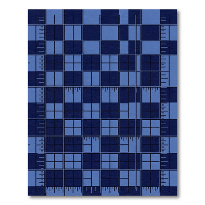 Deep Blue Ruler Grid Composition Rug