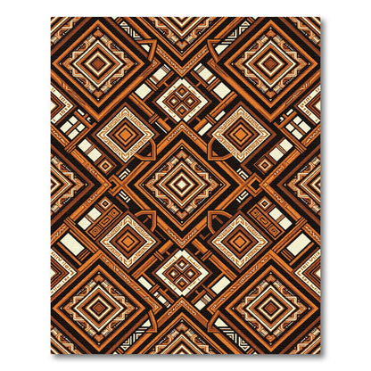 Tribal Geometric Diamond Terra Cotta Rug