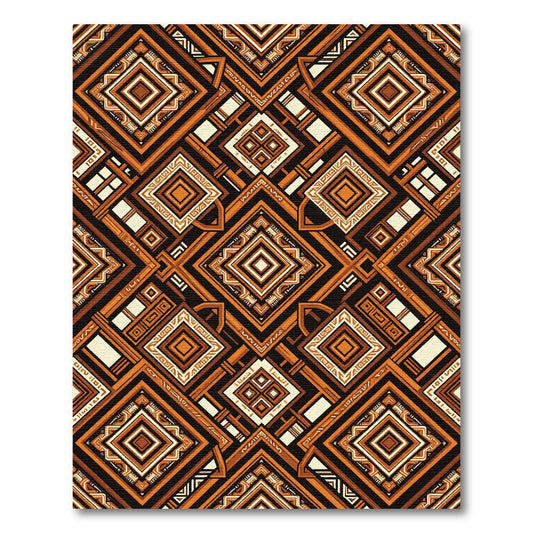 Tribal Geometric Diamond Terra Cotta Rug