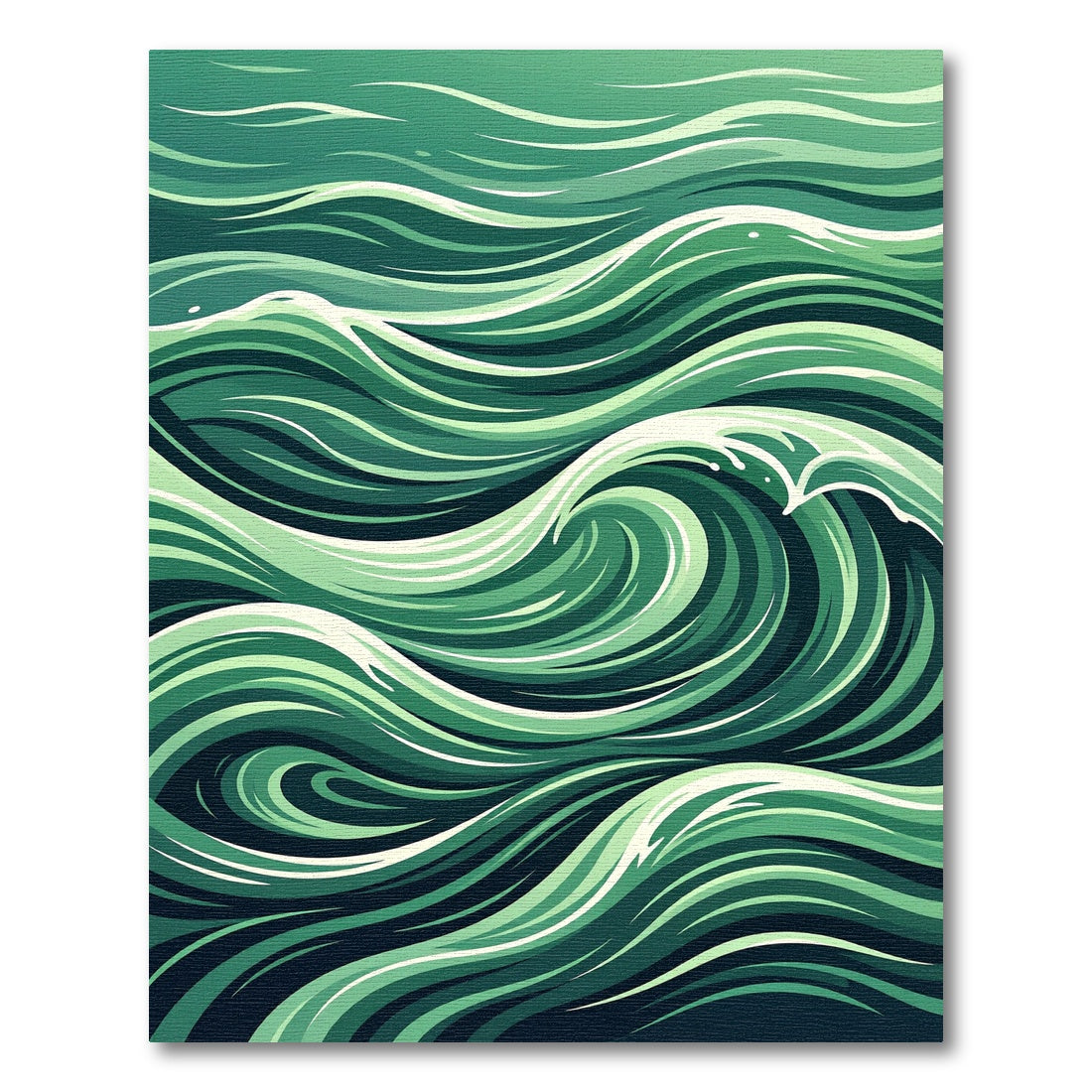 Abstract Emerald Flowing Ocean Wave Rug