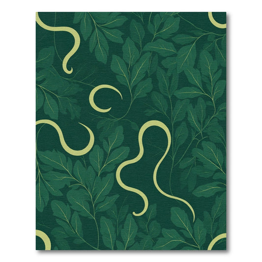 Deep Green Leaf Swirl Overlay Rug