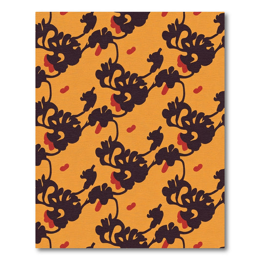 Dark Floral Vine Orange Accent Rug