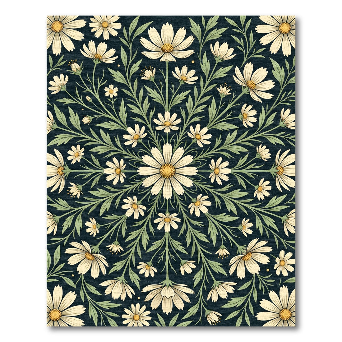 Midnight Daisy Floral Medallion Composition Rug