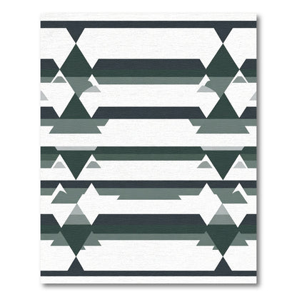 Dark Teal Geometric Diamond Stripes Rug